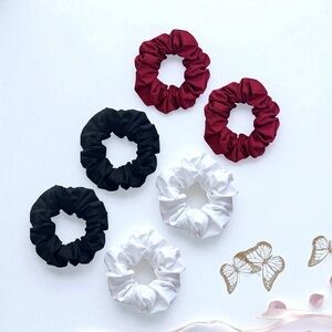 Set of Black, Red, and White Scrunchies